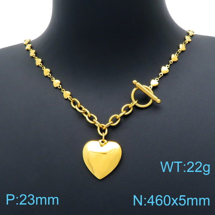 European And American Ot Buckle Heart Necklace Bracelet Heart-shaped O-chain Stainless Steel Suit