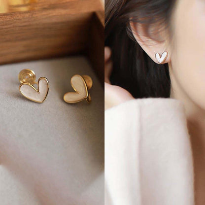 Retro Heart Shape Alloy Inlay Artificial Gemstones Pearl Women's Earrings 1 Pair