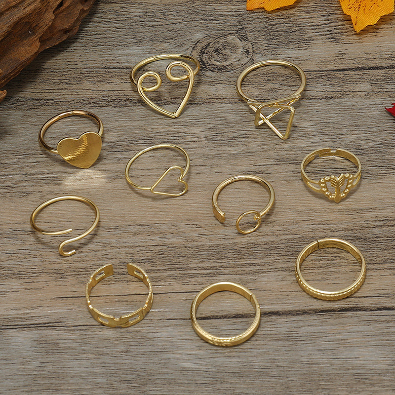 Simple Style Heart Shape Alloy Irregular Women's Open Rings