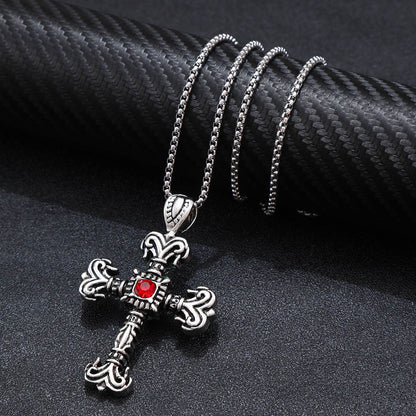 Hip-hop Punk Cross Tree Skull Stainless Steel Alloy Plating Silver Plated Pendant Necklace