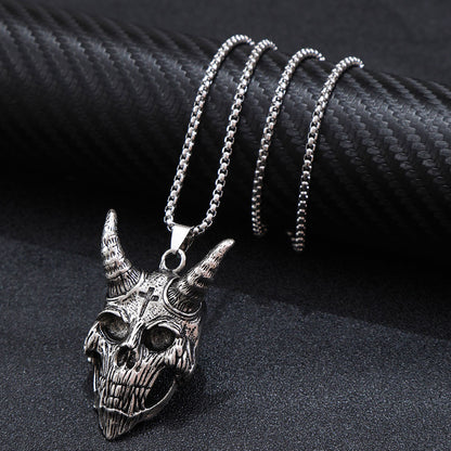 Hip-hop Punk Cross Tree Skull Stainless Steel Alloy Plating Silver Plated Pendant Necklace