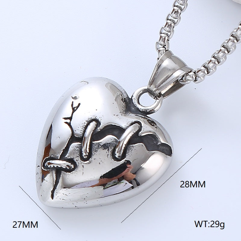 Retro Punk Pistol Heart Shape 304 Stainless Steel No Inlaid Men'S Pendant Necklace