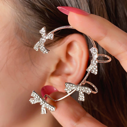 Fashion Star Butterfly Snowflake Copper Rhinestones Ear Clips 1 Piece