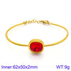 Retro Simple Style Square Titanium Steel Plating Inlay Gem Glass Stone 18k Gold Plated Bracelets