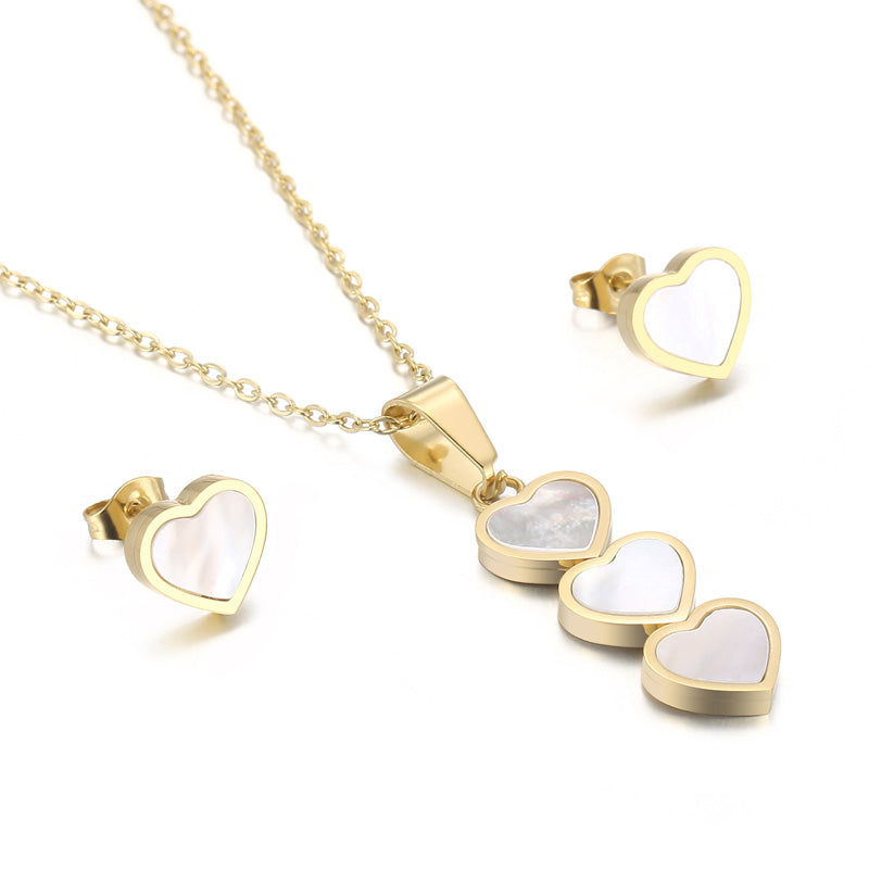 Cute Vacation Heart Shape Titanium Steel Jewelry Set