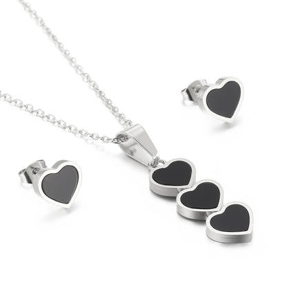 Cute Vacation Heart Shape Titanium Steel Jewelry Set