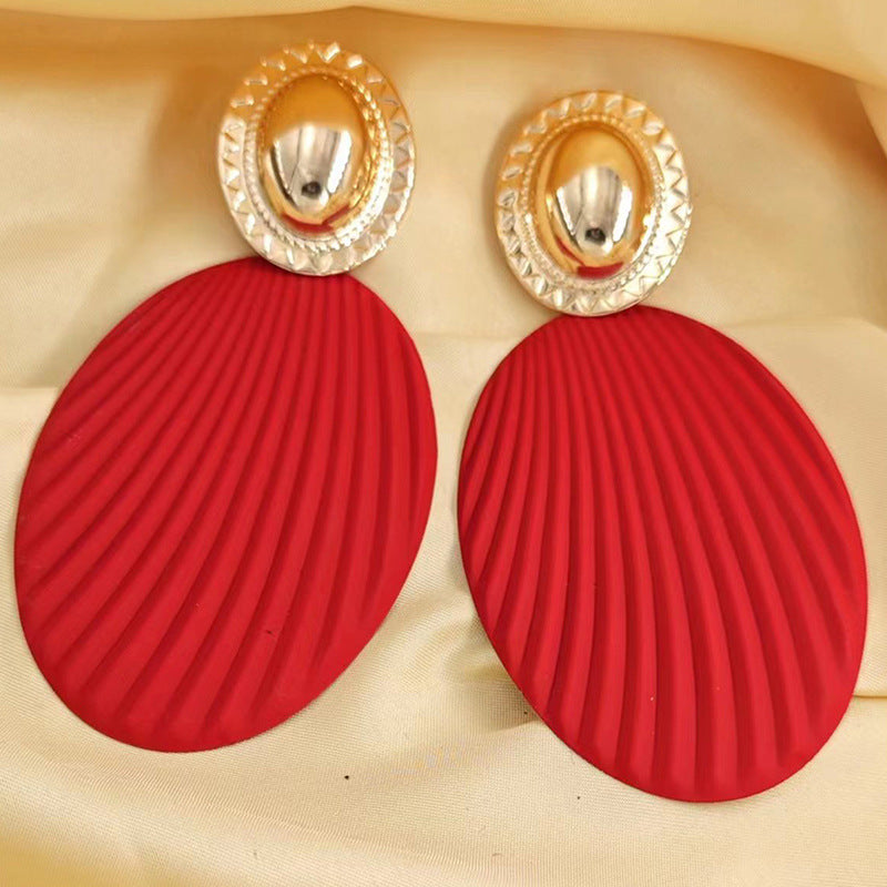 1 Pair Exaggerated Modern Style Geometric Oval Plating Iron Earrings