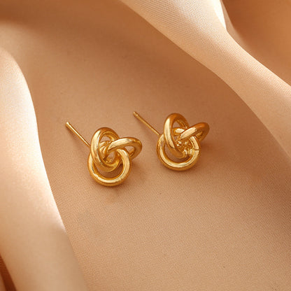 1 Pair Simple Style Knot Plating Copper Ear Studs