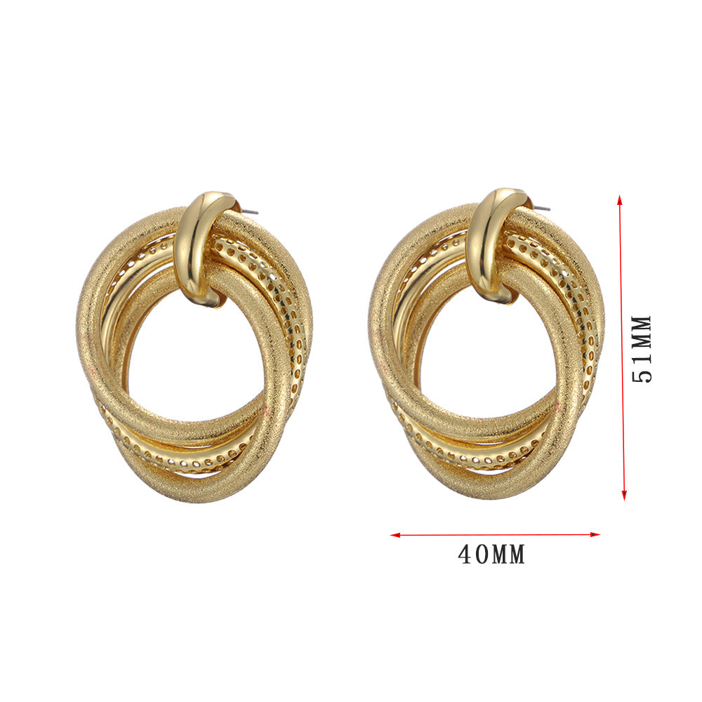 1 Pair Retro Geometric Plating Iron Earrings