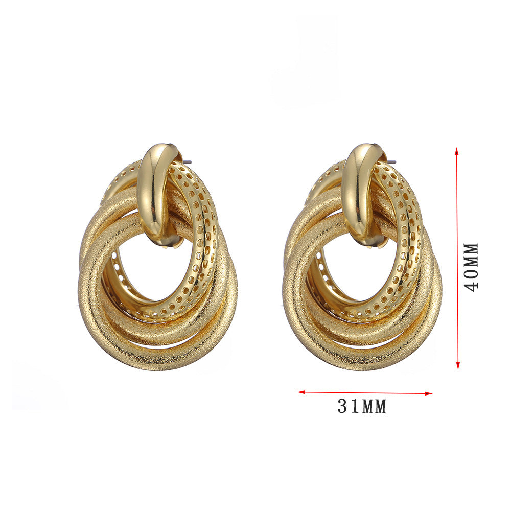 1 Pair Retro Geometric Plating Iron Earrings