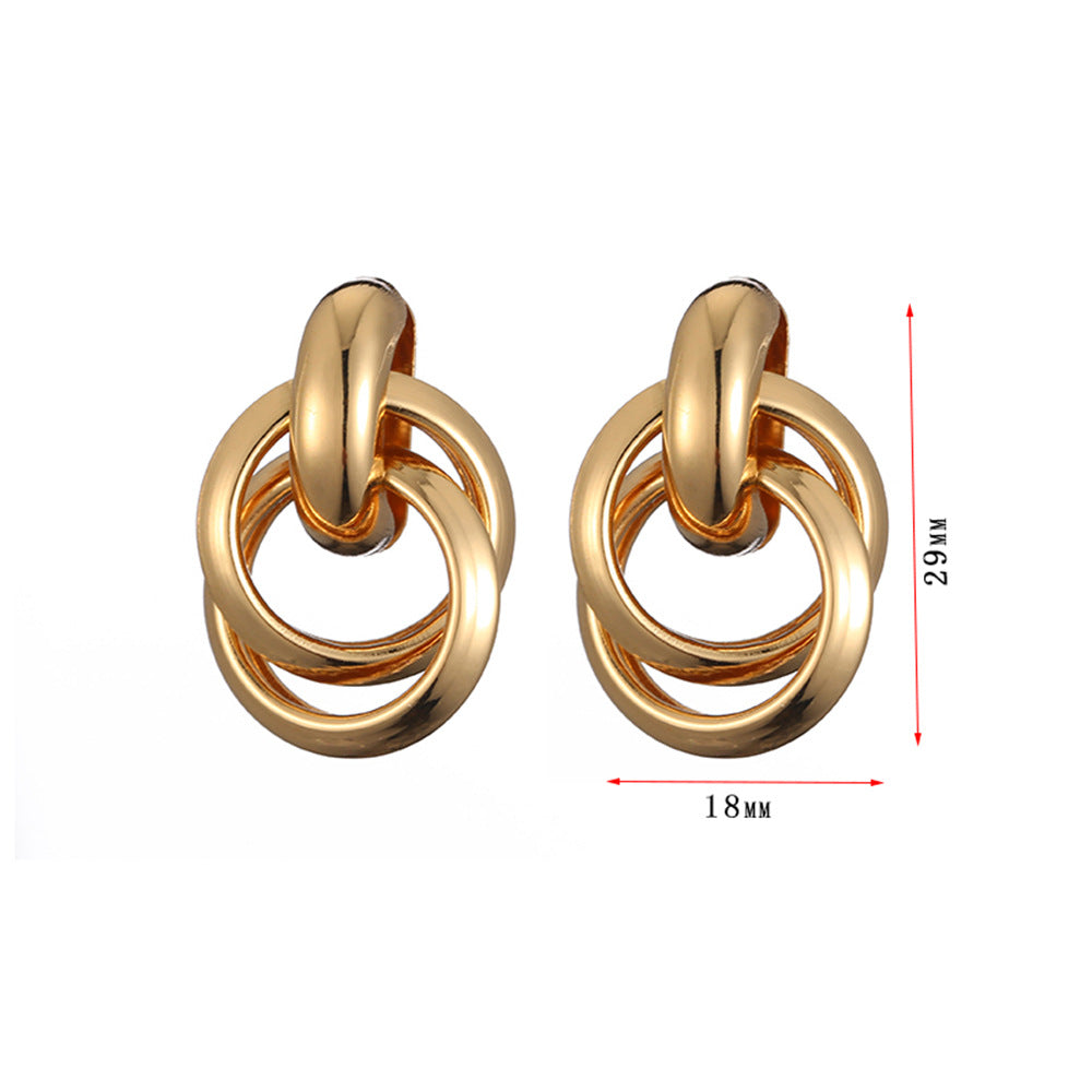 1 Pair Retro Solid Color Plating Metal Ear Studs