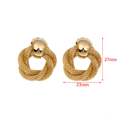 1 Pair Retro Solid Color Plating Metal Ear Studs