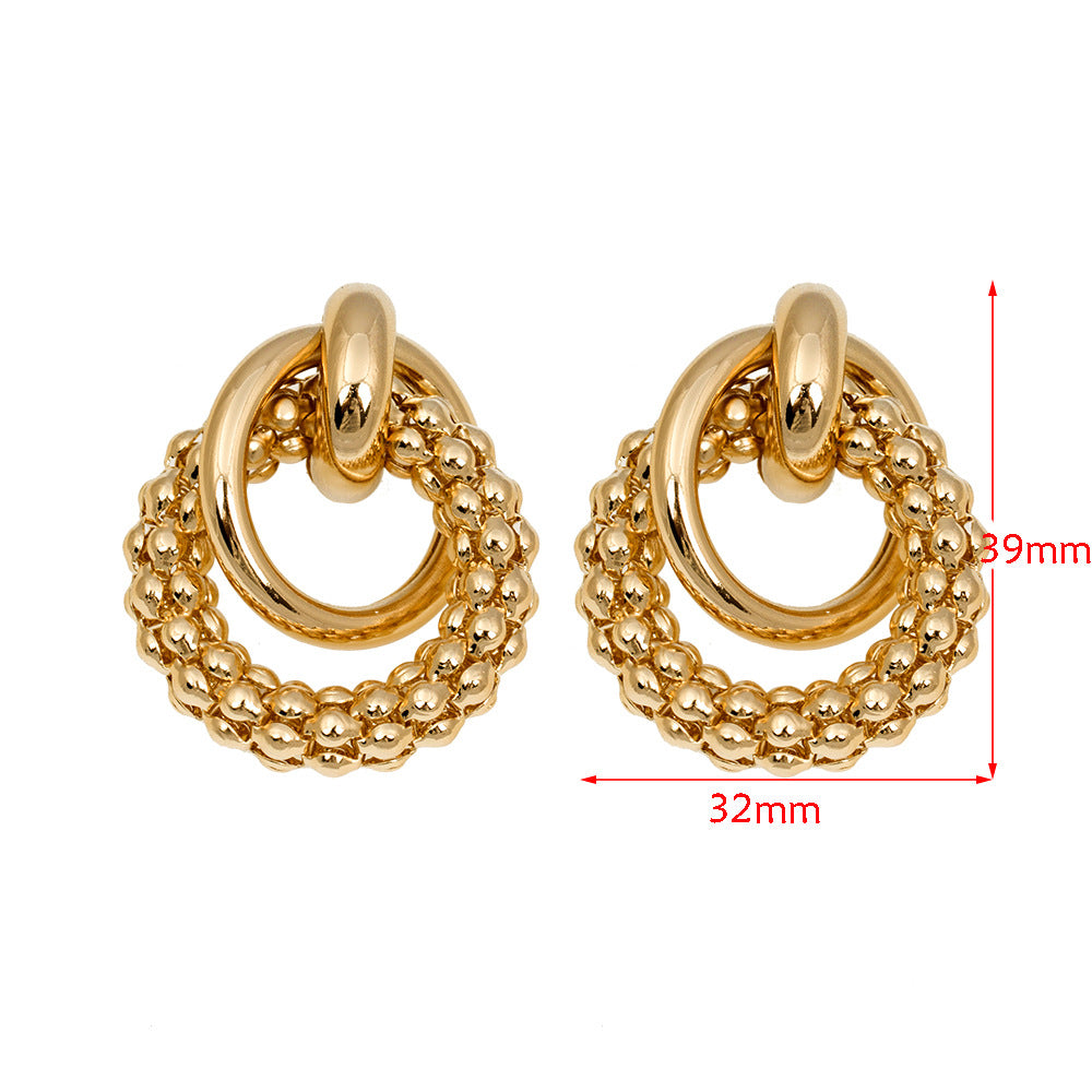 1 Pair Retro Solid Color Plating Metal Ear Studs