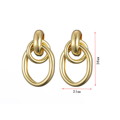 1 Pair Retro Solid Color Plating Metal Ear Studs