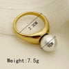 Elegant Round Stainless Steel Plating Inlay Artificial Pearls Gold Plated Rings