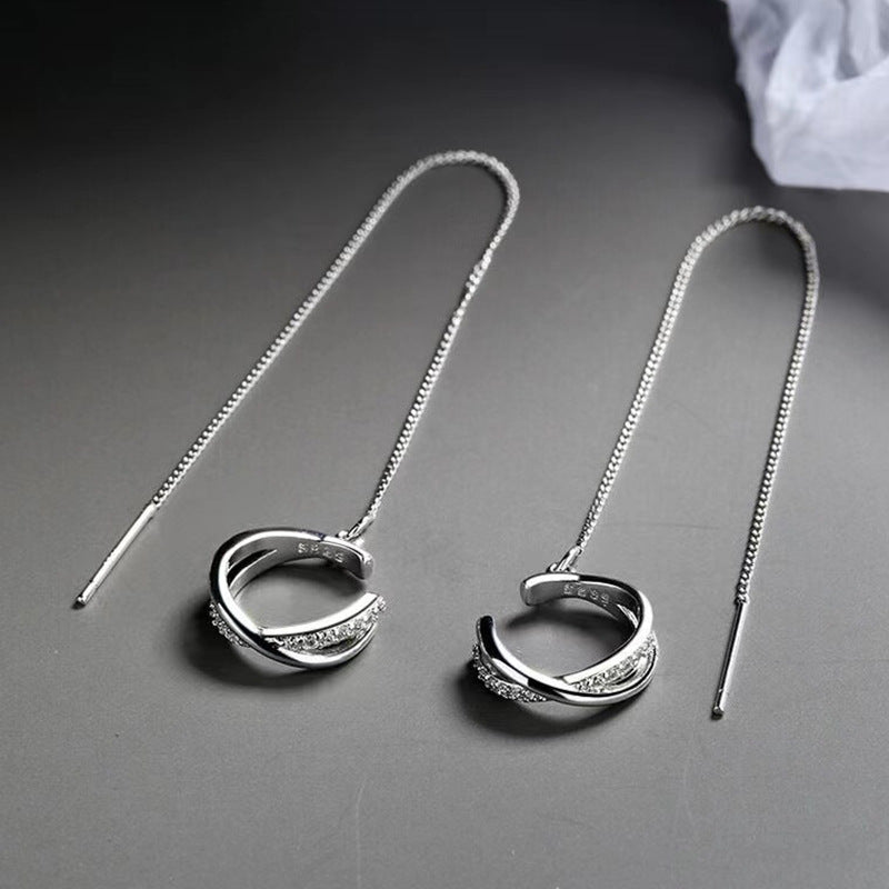 1 Pair Simple Style Geometric Plating Sterling Silver Ear Cuffs