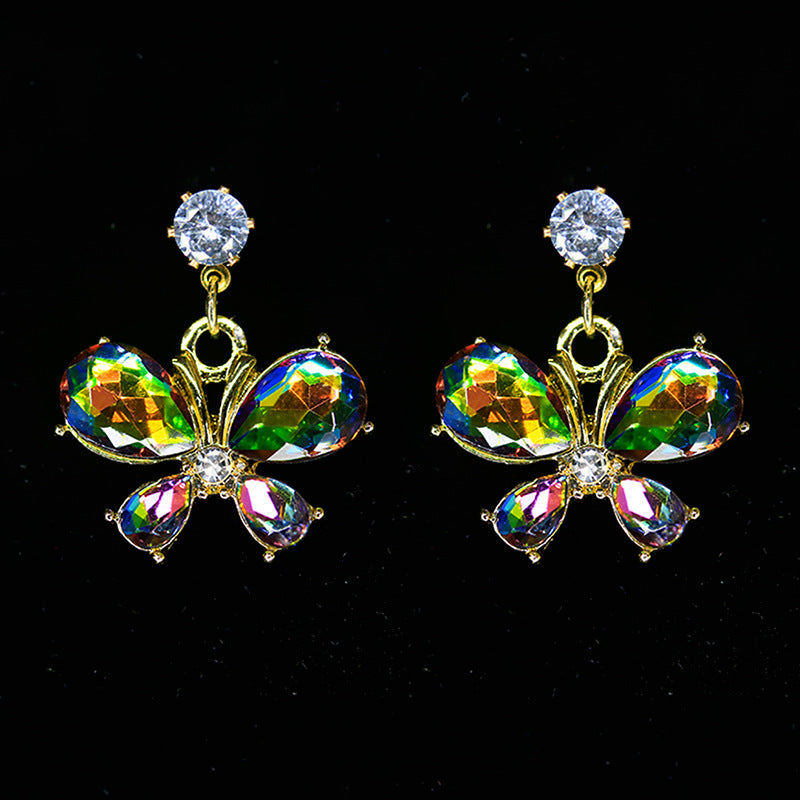 1 Pair Lady Butterfly Plating Inlay Alloy Zircon Drop Earrings