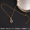 Lady Korean Style Geometric Square Heart Shape Copper Plating Inlay Zircon Pendant Necklace