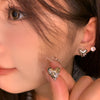 1 Pair Casual Simple Style Round Heart Shape Plating Inlay Copper Zircon Earrings