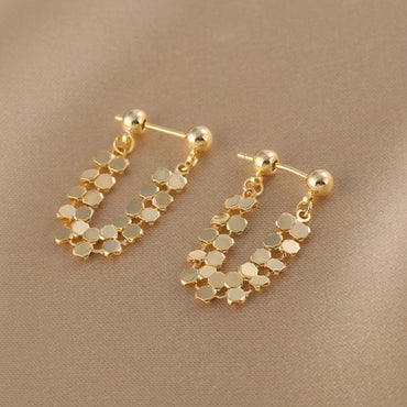 1 Pair Simple Style Solid Color Patchwork Alloy Ear Studs