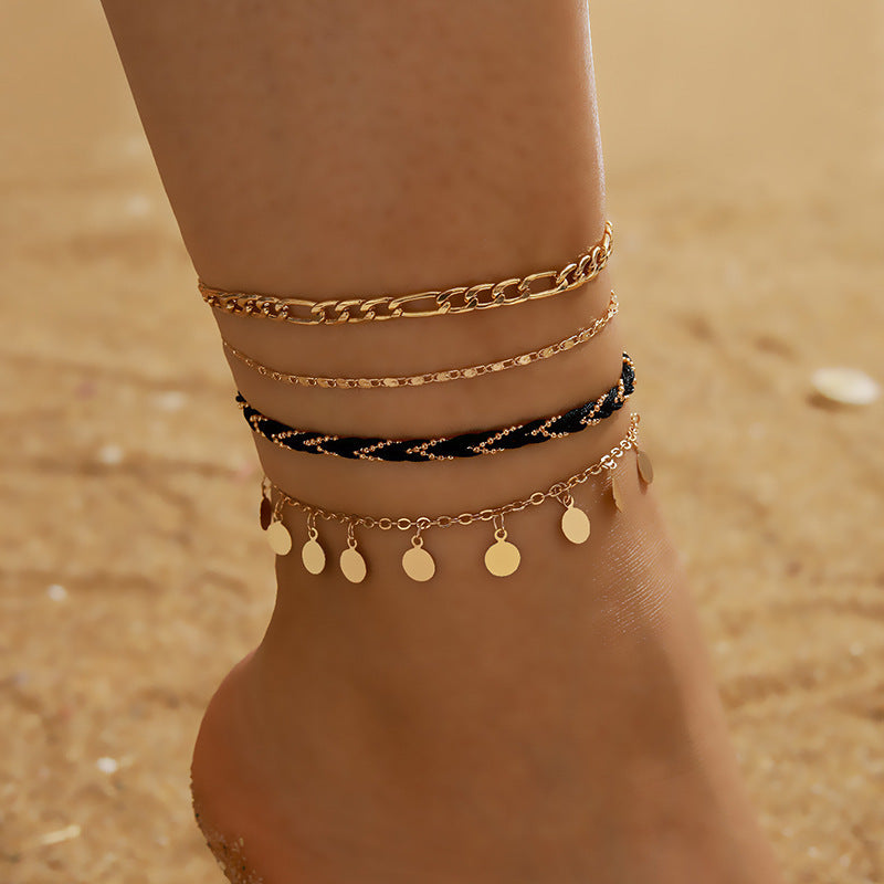 Vacation Shell Alloy Seed Bead Wholesale Anklet