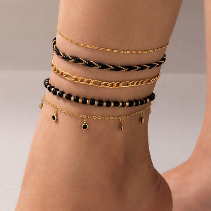 Vacation Shell Alloy Seed Bead Wholesale Anklet