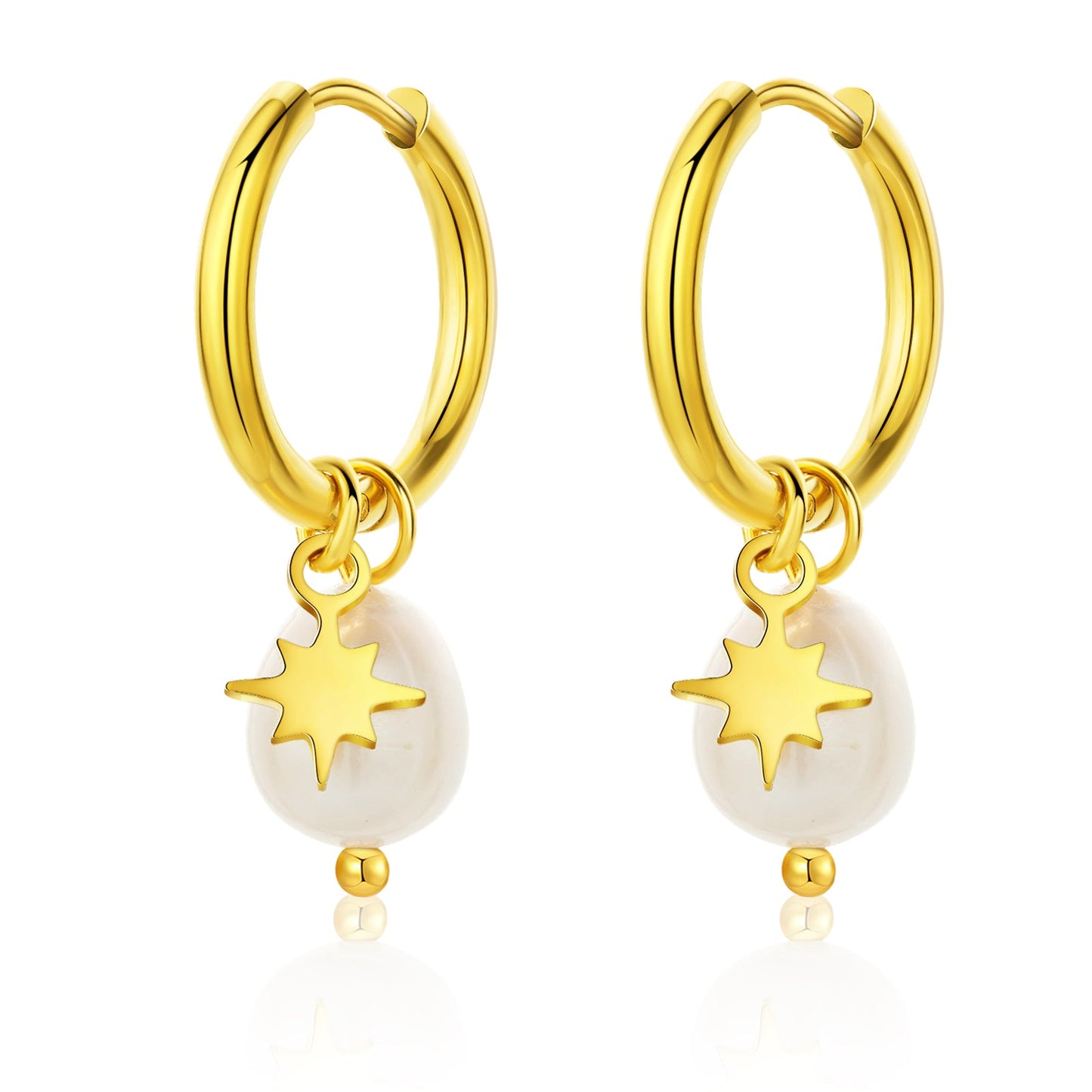 1 Pair Simple Style Solid Color Inlay Stainless Steel Rhinestones Pearl Gold Plated Drop Earrings