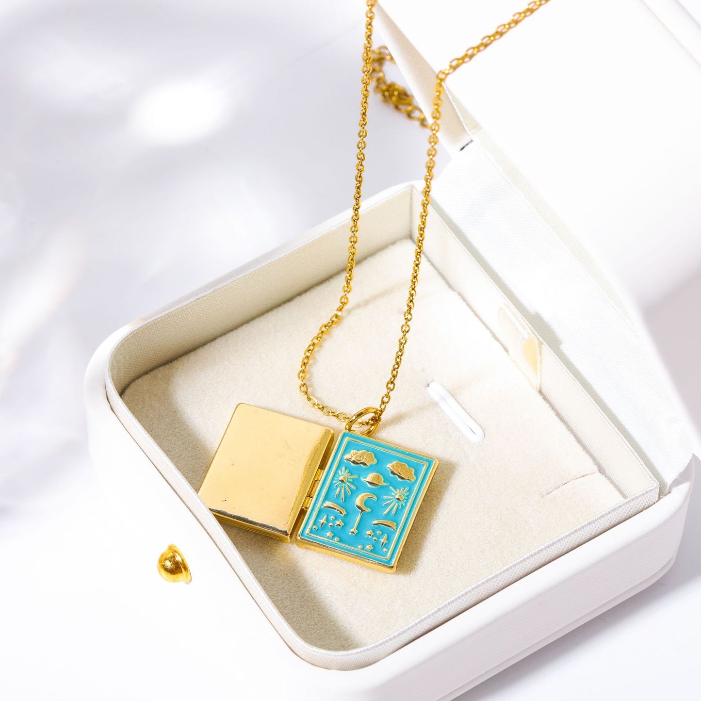 Casual Simple Style Commute Clouds Moon Stainless Steel Enamel Plating 18k Gold Plated Pendant Necklace