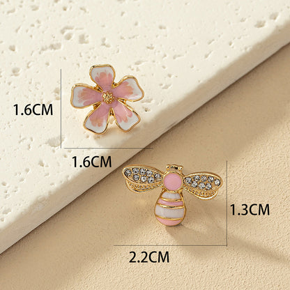 1 Pair Retro French Style Commute Flower Bee Enamel Plating Alloy Ear Studs