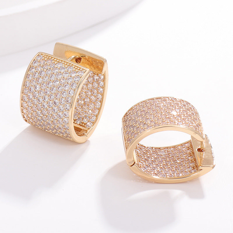 1 Pair Classic Style Geometric Plating Inlay Metal Zircon Rose Gold Plated White Gold Plated Hoop Earrings