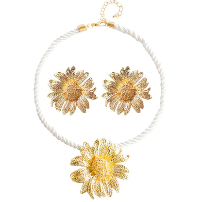Vacation Sweet Daisy Alloy Plating Gold Plated Women's Jewelry Set