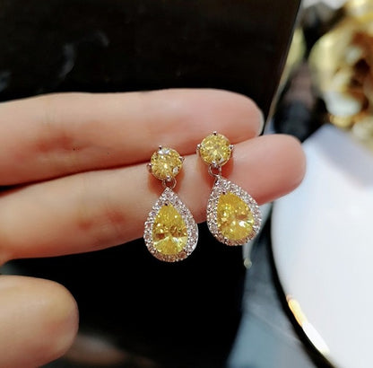 1 Pair Glam Water Droplets Inlay Brass Zircon Drop Earrings