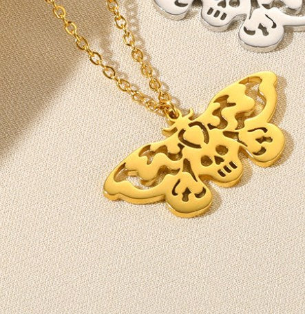 Simple Style Devil's Eye Heart Shape Butterfly Stainless Steel Plating Hollow Out Pendant Necklace