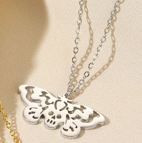 Simple Style Devil's Eye Heart Shape Butterfly Stainless Steel Plating Hollow Out Pendant Necklace