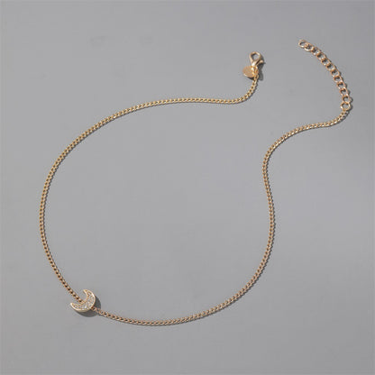 New Moon Simple Micro Diamond Moon Ladies Wild Alloy Clavicle Chain Pendant Necklace Accessories