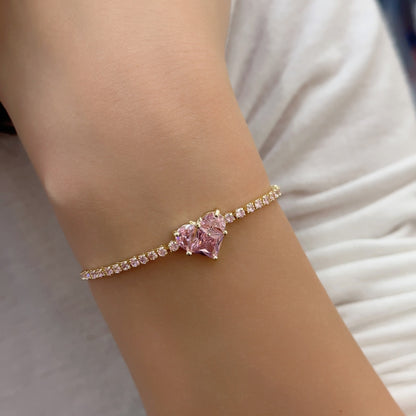 Sweet Heart Shape Flower Butterfly Copper Inlay Zircon Bracelets