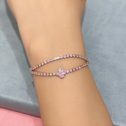 Sweet Heart Shape Flower Butterfly Copper Inlay Zircon Bracelets