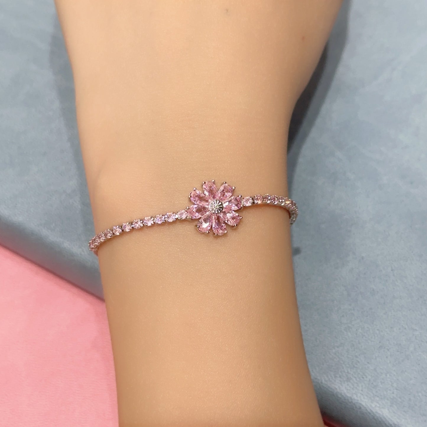 Sweet Heart Shape Flower Butterfly Copper Inlay Zircon Bracelets