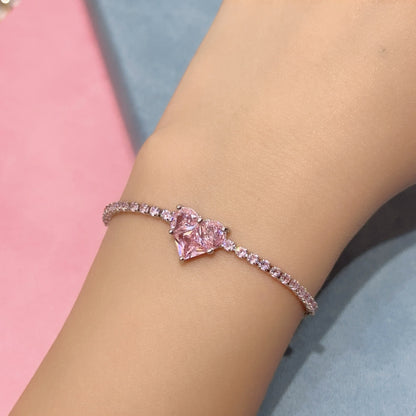 Sweet Heart Shape Flower Butterfly Copper Inlay Zircon Bracelets