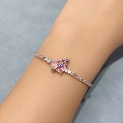 Sweet Heart Shape Flower Butterfly Copper Inlay Zircon Bracelets