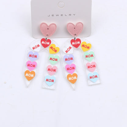 1 Pair Cute U Shape Heart Shape Pencil Printing Spray Paint Arylic Drop Earrings