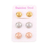 3 Pairs Elegant Cute Round Stainless Steel Ear Studs