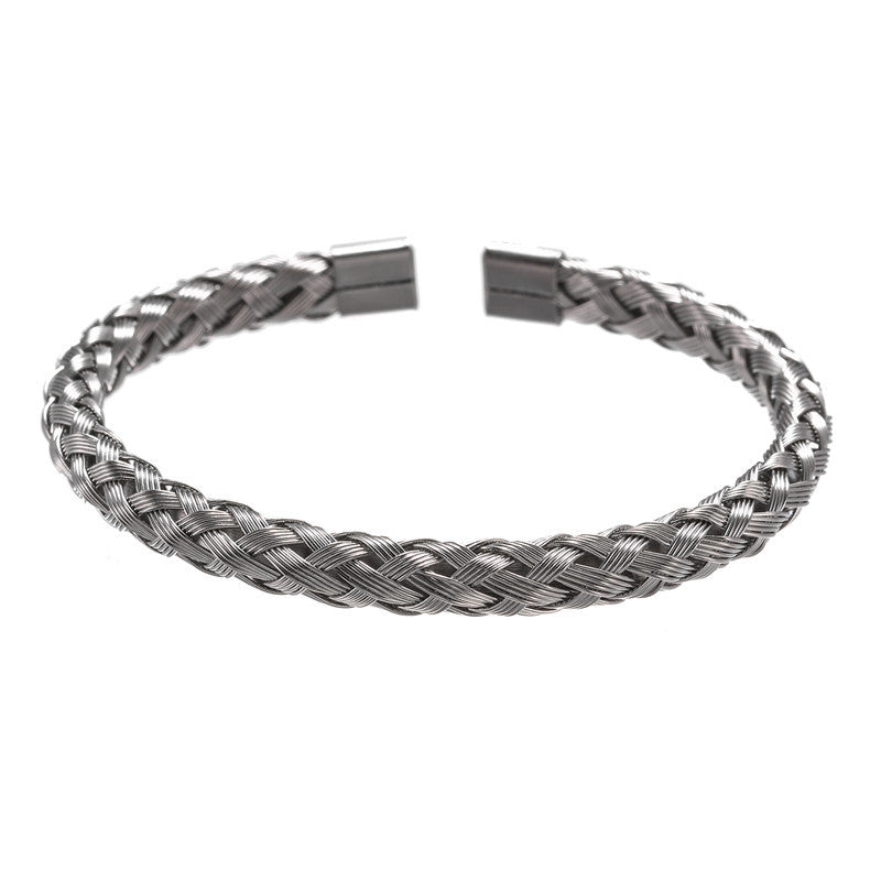 Titanium Steel Jewelry Twist Braided Steel Wire Opening Bracelet Simple All- Match Stainless Steel Jewelry Wholesale Gooddiy