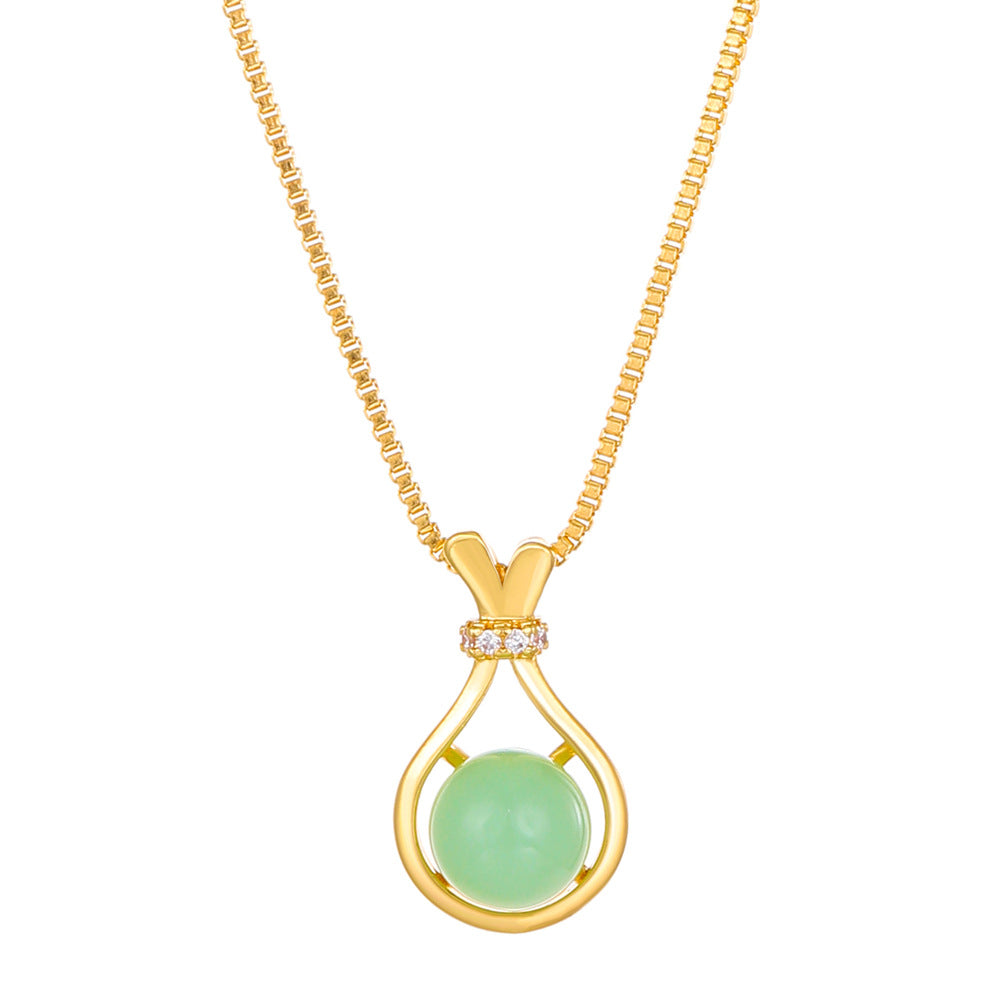 Vacation Round Opal Alloy Wholesale Pendant Necklace