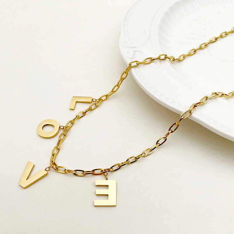 Simple Style Classic Style Love Heart Shape Stainless Steel Plating Gold Plated Necklace