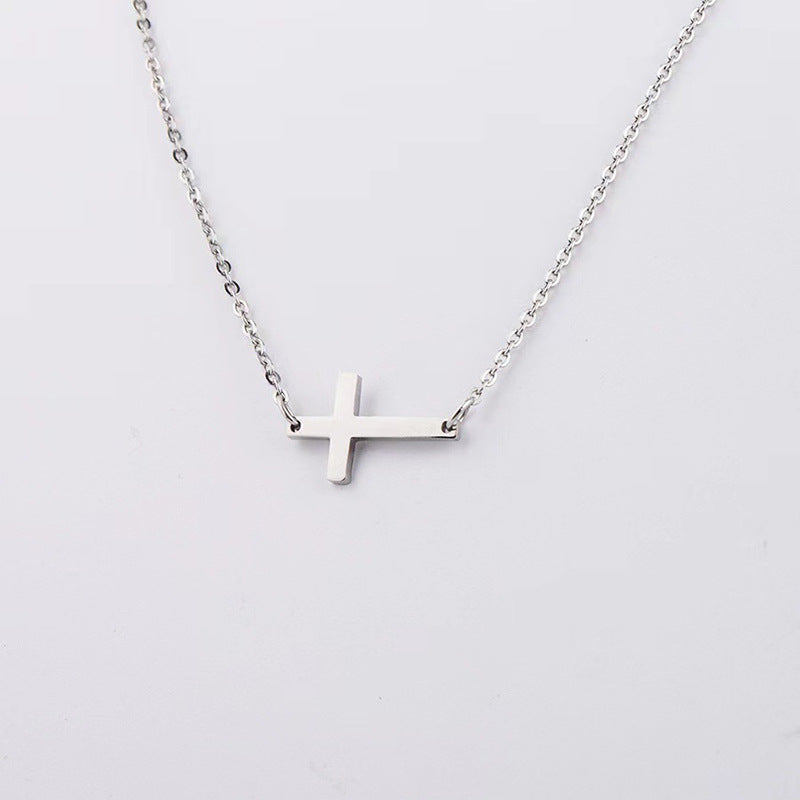 Lady Cross Titanium Steel Plating Pendant Necklace