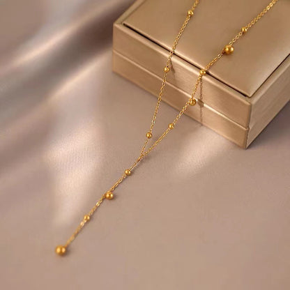 Simple Style Ball Titanium Steel Plating Long Necklace