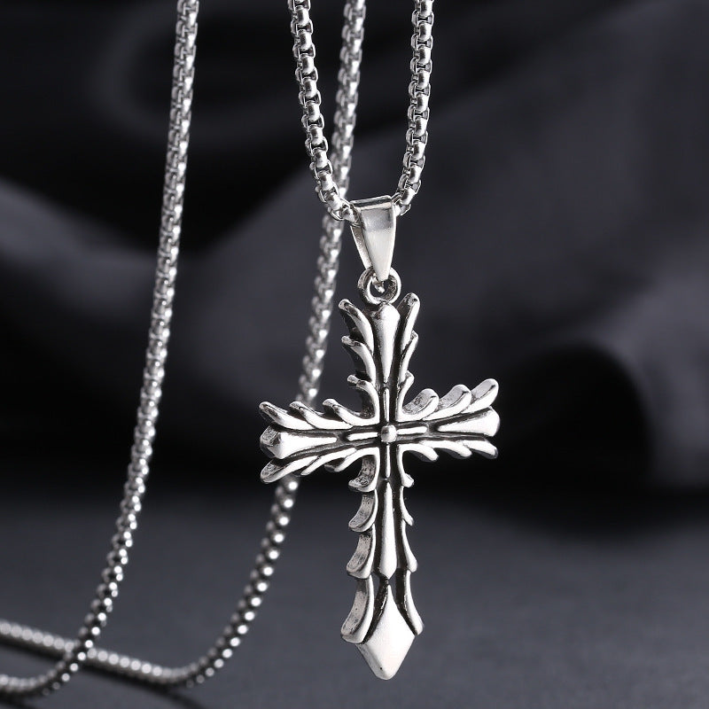 Retro Punk Cross Alloy Plating Men'S Pendant Necklace