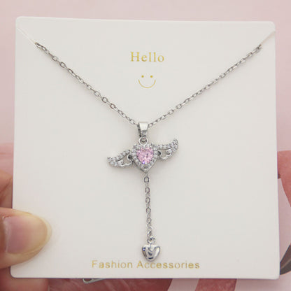 Elegant Streetwear Heart Shape Titanium Steel Plating Inlay Zircon Pendant Necklace