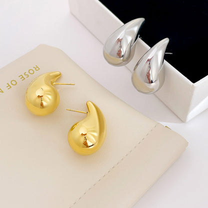 1 Pair Simple Style Water Droplets Polishing Alloy Ear Studs